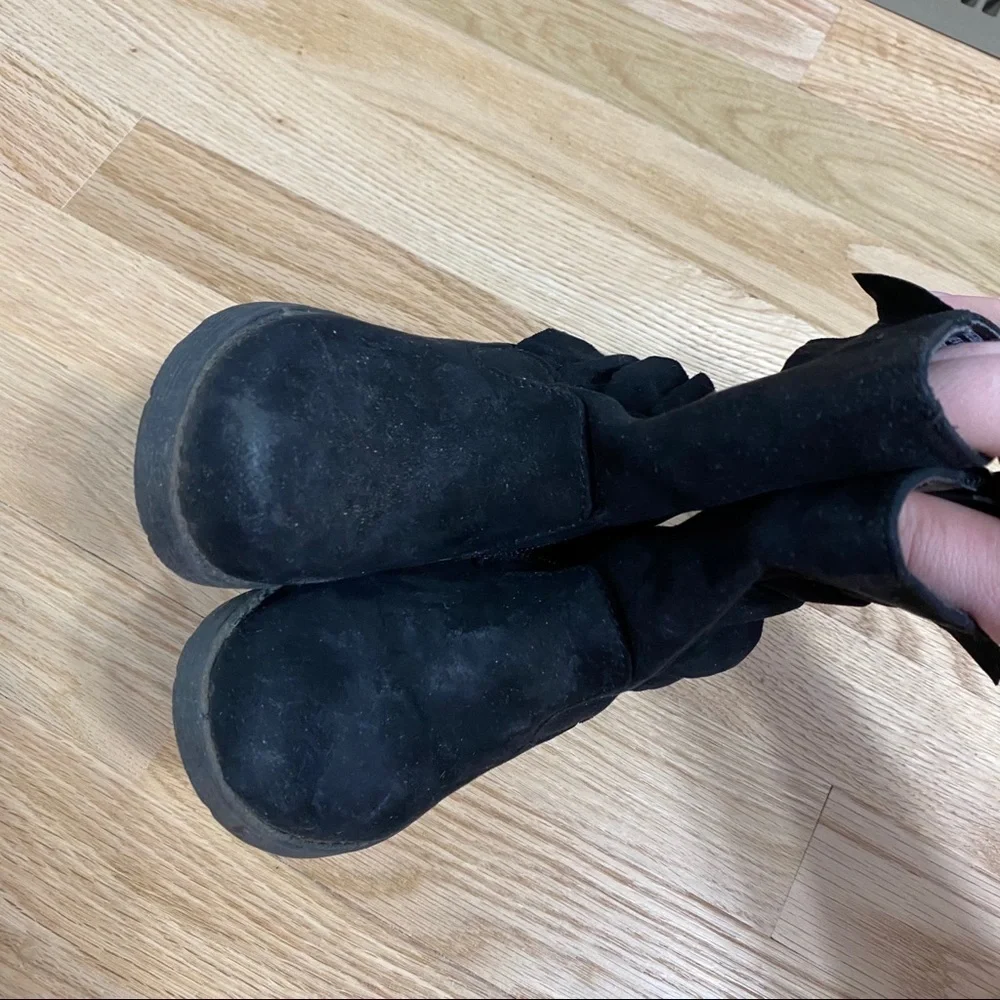 Cat & Jack Ruffle Side Calf Boots Black Sz 6 Kids Baby Toddler